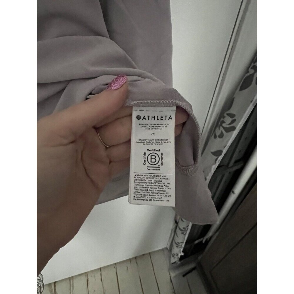 Athleta Seasoft Quarter 1/4 Zip Women’s Size 2X tensil purple $89 NWT Cooling - Picture 9 of 12